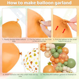 153PCS Green Orange Balloon Arch Kit with Sage White Sand Balloons for Baby Shower