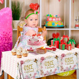 Wonderland Tea Decoration 3Pcs Waterproof Plastic 1St Birthday Tablecloth For Girls Tea Party Baby Shower