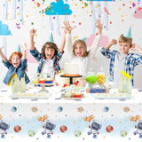 3Pcs First Trip Around The Sun Tablecloth 108X54 Inch Space Birthday Plastic Disposable Outer Space Table Cover Solar System Table Decoration Space Theme Party Baby Shower Supplies