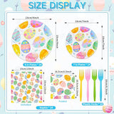 96 Pieces Easter Paper Plates and Napkins Tableware Set, Colorful Eggs Disposable Dinnerware with Plates, Napkins, Forks for Easter Spring Party Supplies-Serves 24