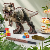 Dinosaur Pinata - Small Jungle Dinosaur Pinata With Blindfold And Bat For Kids Boys Jungle Dinosaur World Dino Theme Birthday Party Game Decorations(Small Size 14.5”X12.5”X3”)