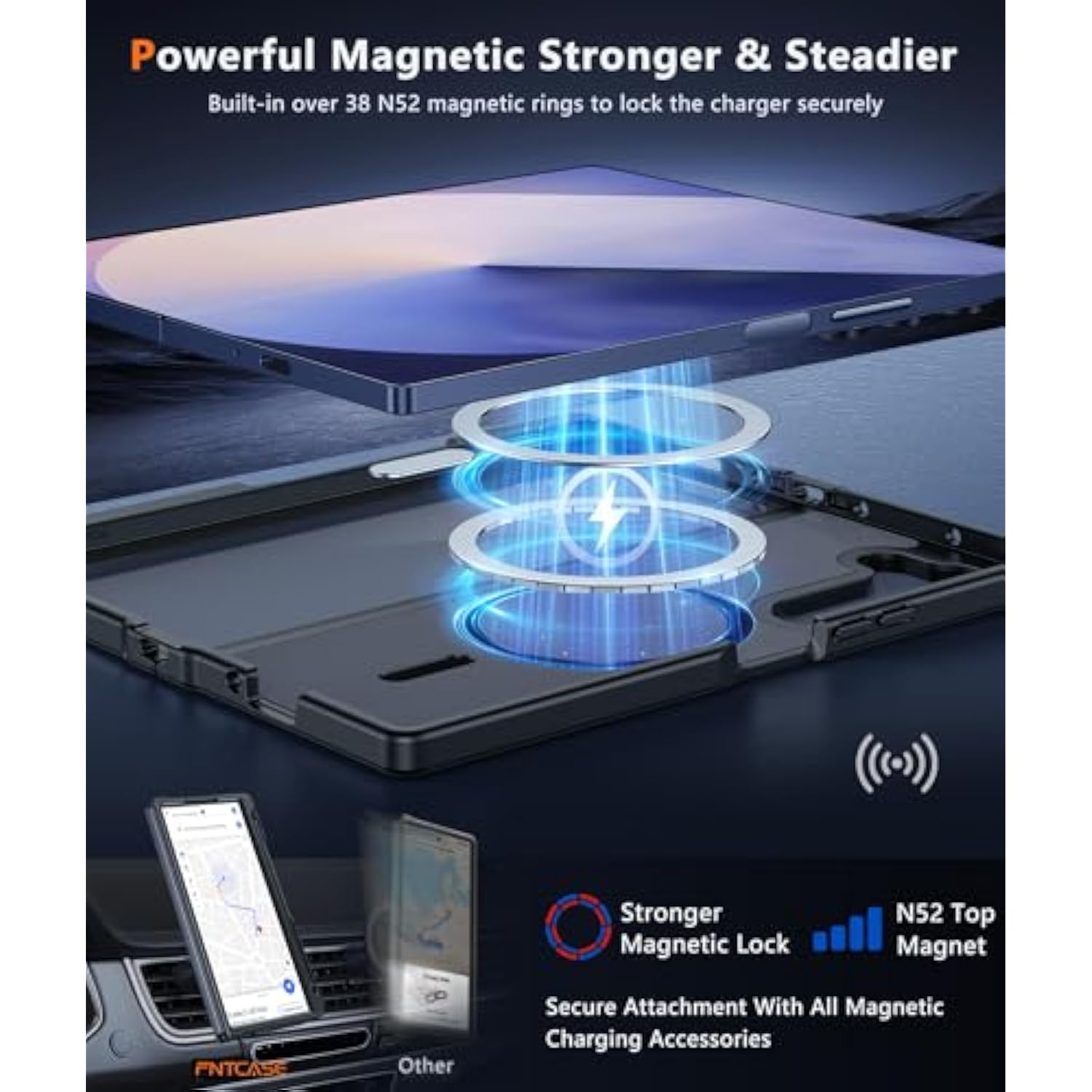 For Samsung Galaxy Z-Fold-6 Case: Strong Magnetic Military Grade Drop Protection Phone Cases With S Pen Holder Slot Matte Slim Built-In Screen Protector Cover Rugged Shockproof Tpu (Black)