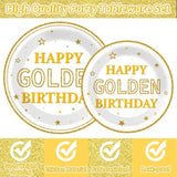 96Pcs Gold Birthday Party Tableware Set – Plates, Napkins & Decor for 24 Guests