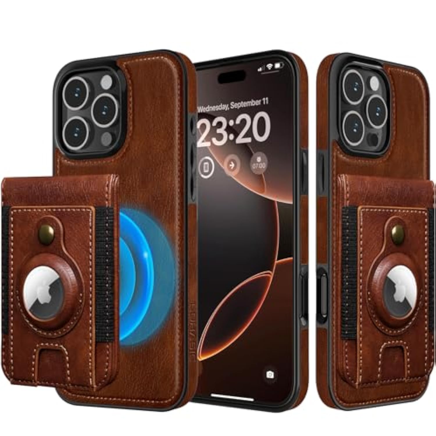 MagSafe Compatible iPhone 16 Pro Max Wallet Case, Detachable Leather Card Holder