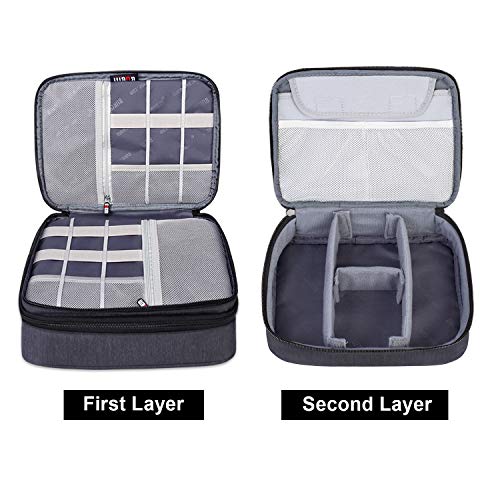 Electronic Organizer, Double Layer Travel Gear Bag For Cables, Plugs, Flash Hard Drive, Power Bank And More-A Sleeve Pouch For Ipad (Large, Black)