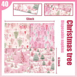 Pink Christmas Tree Napkins-40Pcs Disposable Paper Napkins Holly Merry Christmas Cocktail Napkins For Winter Xmas Party Decorations