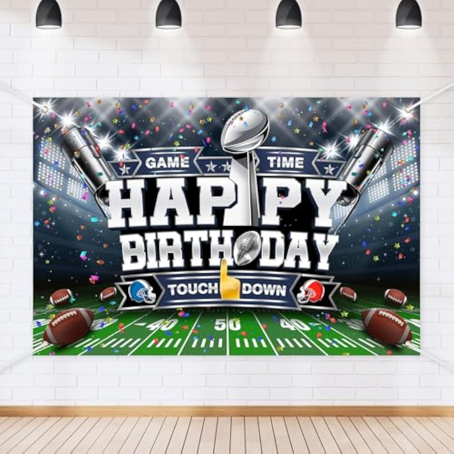 Football Happy Birthday Backdrop Banner American Football Victory Celebration Theme Background Decor For Fan Men Boys Girls Birthday Party Decorations Supplies 72X43In-