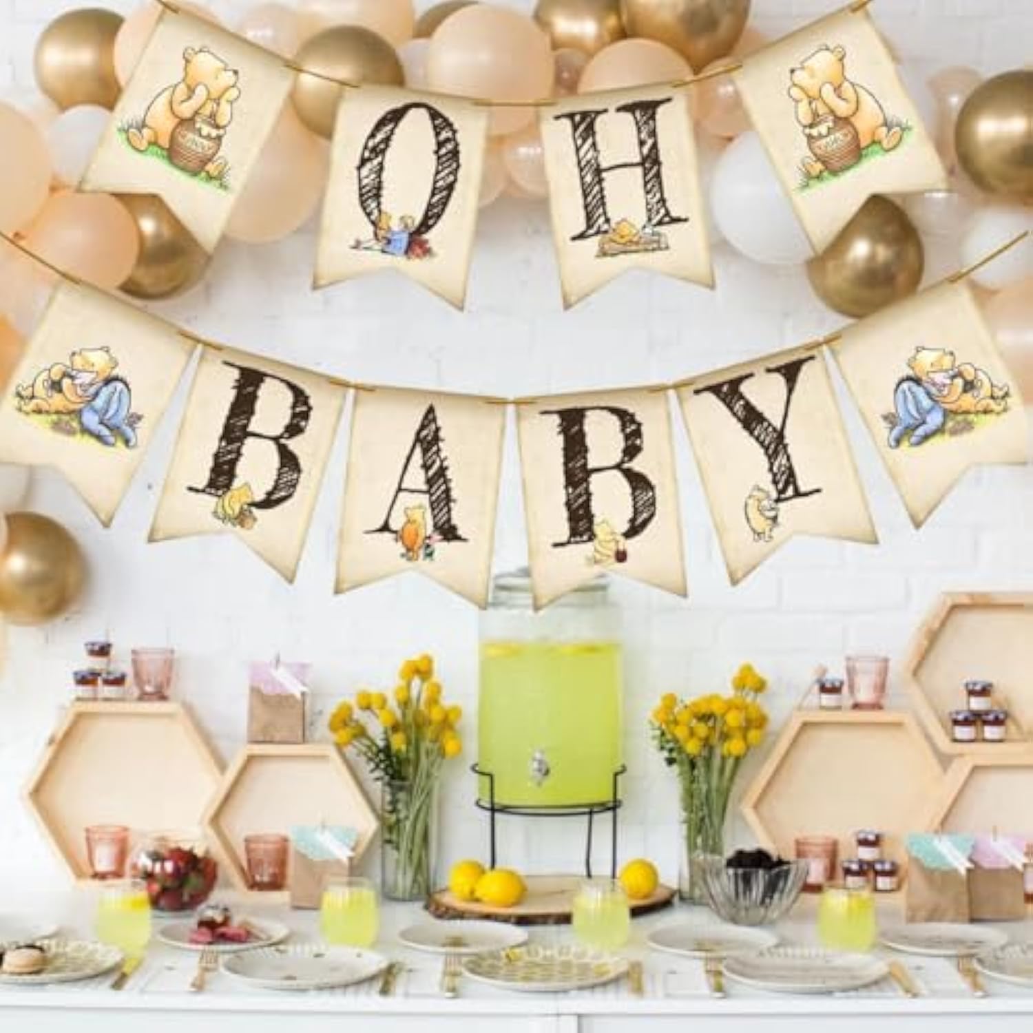 Classic Winnie Oh Baby Banner For Baby Shower Decorations Pooh First Birthday Supplies Bear Banners