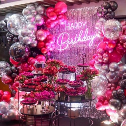 Pearl Hot Pink Balloons 140pcs Magenta Fuchsia Dark Pink Color