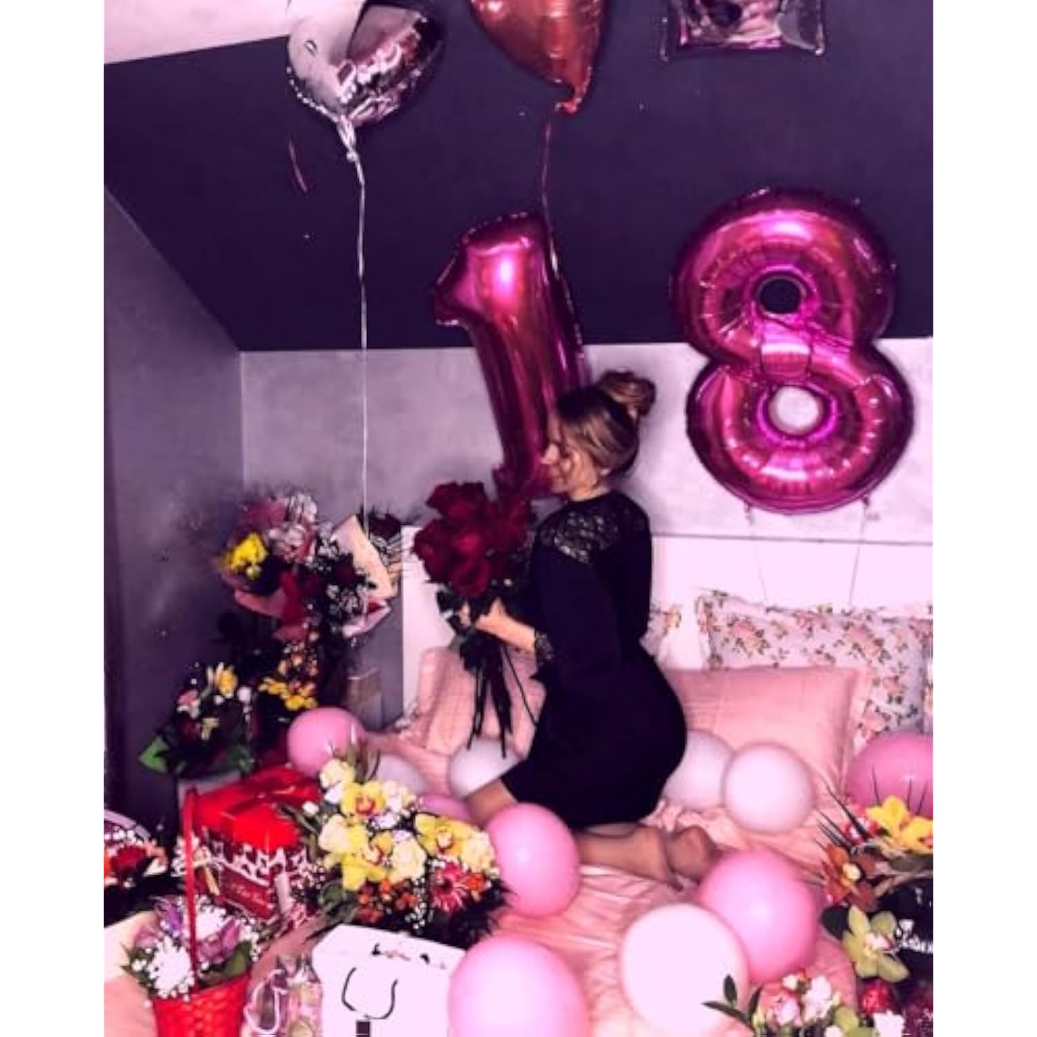40-Inch Rosy Purple Foil Number 8 Balloon for Birthday and Party Celebrations
