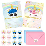 24 Set Unicorn Party Invitation With Envelope And Sticker Rainbow Party Supplies For Girls Boys Fill In The Blank Invites For Kids Birthday Baby Shower Decoration(Girls Unicorn, Boys Unicorn)