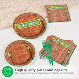 96 Red Brick Wall Street Party Supplies Modern Cartoon Sesame Plates And Napkins Tableware Sets Sesame Birthday Disposable Plate For Kids Birthday Baby Shower Serves 24