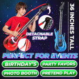 Inflatable Guitar For Kids - (Pack Of 6) 36-Inch Neon Blow Up Guitar Instruments, Party Favors, Giveaways, Dj-Props, Photo-Booth, Birthdays, Rock Star, Rock And Roll Party Decorations