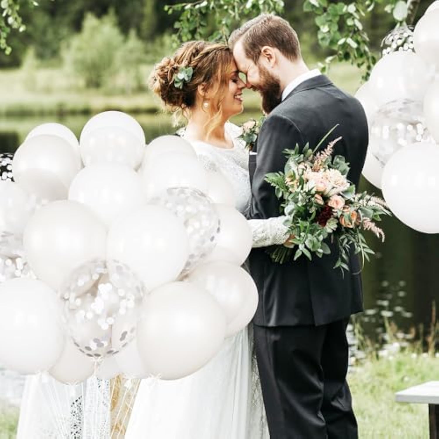 White Balloon Frozen Party Supplies For Wonderland Winter Holiday Birthday New Years Christmas Engagement Poker Card Party, 60 Pack 12'' White Latex Balloons Confetti Balloon Matte Backdrop Decoration