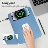 Fast Wireless Charging Mouse Pad 15W, Office Desk Pad With Ultra-Smooth Surface Non-Slip Rubber Base, Waterproof Mousepad For Computers/Office/Work/Home/Pad For Iphone Samsung (Light-Gray)