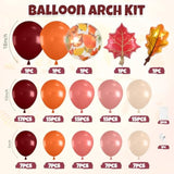 Fall Balloon Arch Kit Burgundy Orange Pink Balloons with Maple Leaf for Autumn Party