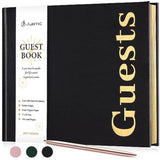 Guest Book: Premuim Keepsake For Life'S Special Events - Sign In Book For Wedding Reception, Baby Shower, Funeral And Birthday Party - 100 Pages, Leather'S Cover, Gold Foil (Black, 7" X10?)