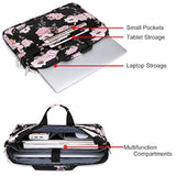 MOSISO Laptop Shoulder Bag Compatible with MacBook Air 15 inch M4 A3241 M3 A3114 M2 A2941/Pro 16 M4 M3 M2 M1 2025-2019, 15-15.6 inch Notebook, Peony Sleeve with Adjustable Depth at Bottom, Black