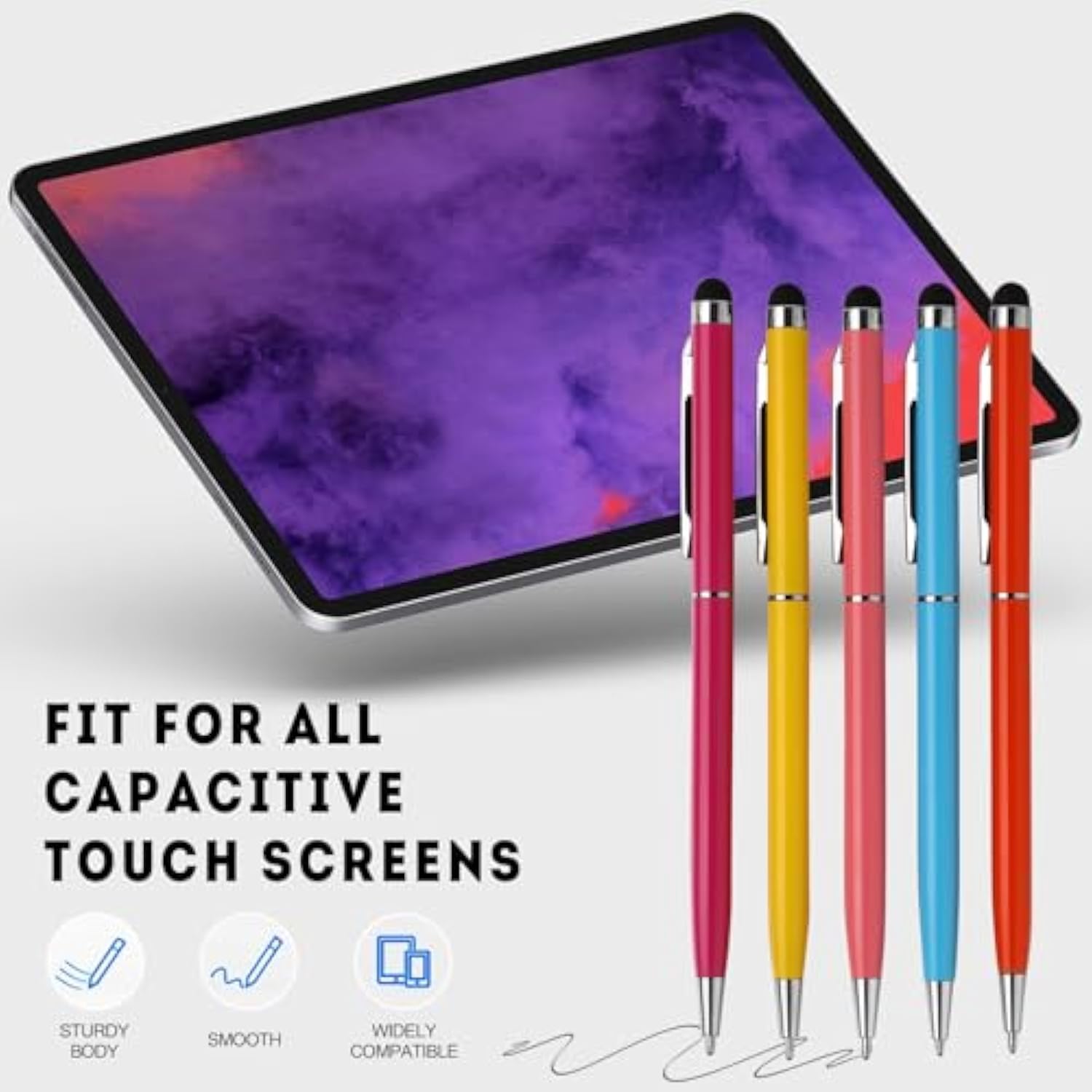 15-Pack 2-in-1 Stylus & Ballpoint Pens for Touchscreens Phones Tablets Kindle