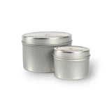 Round Silver Tone Small 2 Ounce Silver Tin/Wax Scented Votive Jar Candle For Home, Office Or Travel, Santal, Bry-St-2T