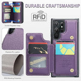 For Samsung Galaxy S22 Ultra Wallet Case With Card Holder, Rfid Blocking Credit Slots Kickstand Shockproof Phone Cover For Women Men, Purple