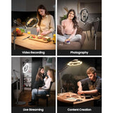 Newest Ring Light With Stand Overhead Phone Mount Holder, 10 Ring Light Tripod For Iphone, Selfie Light Phone Camera Stand For Video Recording,Photography, Streaming, Vlog, Tiktok,Youtube