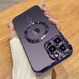 Ook Magnetic Case Made For Iphone 14 Pro Max (6.7 Inch) [Built-In Camera Lens Protector] [Compatible With Magsafe] Soft Tpu Anti-Scratch Shockproof Protective Slim Clear Case For Women Men - Purple