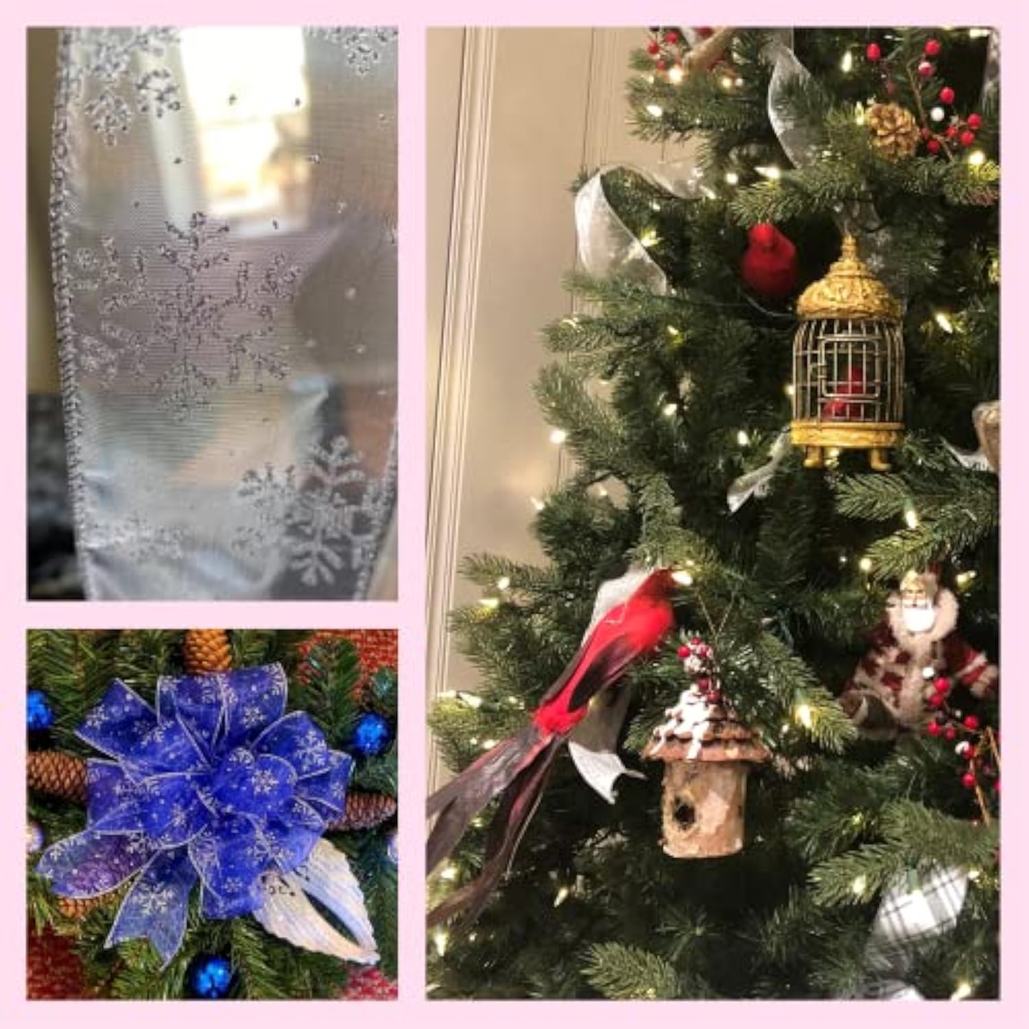 7405.60/50-603 Snowflake 2.5" X 50 Yd Nylon Sheer Wired Glitter Ribbon