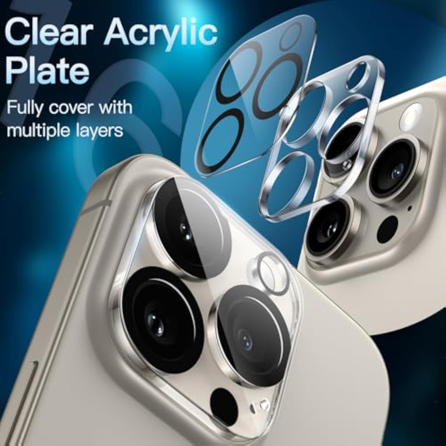 JETech Camera Lens Protector for iPhone 16 Pro 6.3-Inch and iPhone 16 Pro Max 6.9-Inch, 9H Tempered Glass, Anti-Scratch, Case Friendly, Does Not Affect Night Shots, HD Clear, 3-Pack