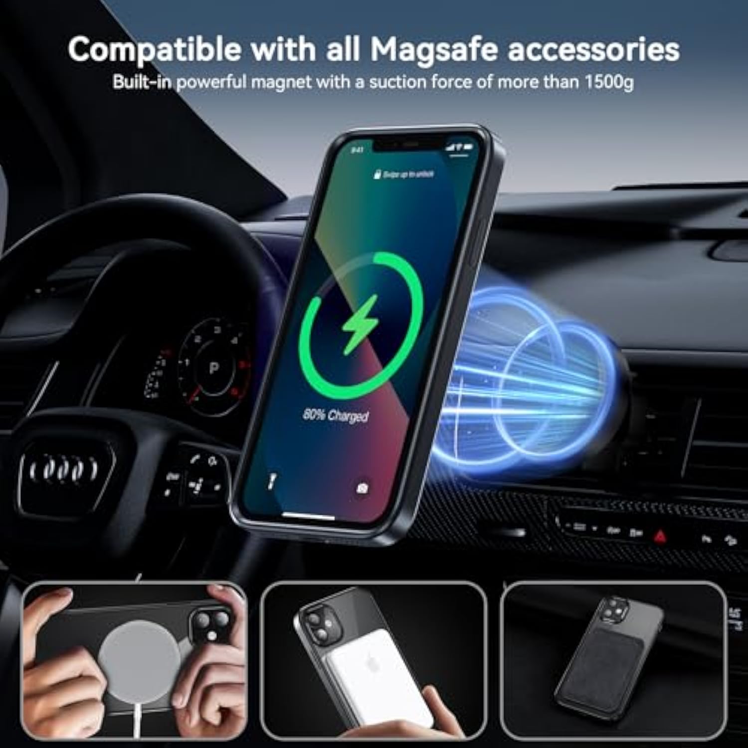 Magnetic Case For Iphone 11 Case, With Tempered Glass Screen Protector, [Compatible With Magsafe], Military Drop Protection Shockproof Matte Back Cover For Iphone 11 6.1 Inch,Black