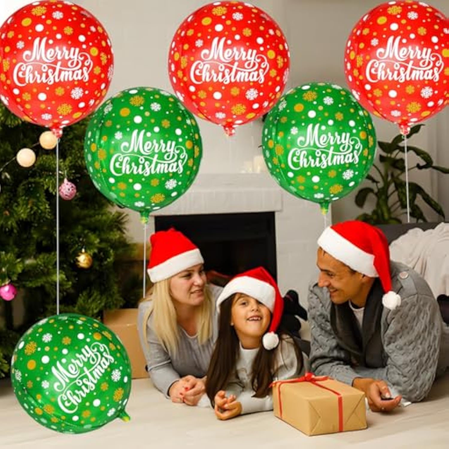 6Pcs Foil Red And Green Balloons For Christmas Party Decorations, Indoor Decorations And Holiday Christmas Party Favors For Teens And Adults