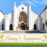 Gold Engagement Party Decorations White Gold Happy Engagement Yard Banner Just Engaged Banner Backdrop Happy Engaged Decorations For Outdoor Garden Lawn