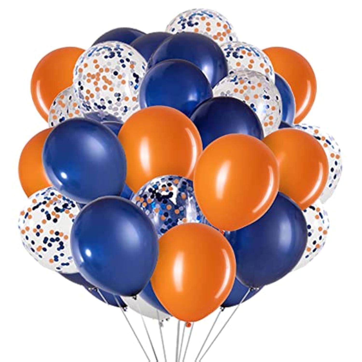 12 Inch Navy Blue And Orange Confetti Latex Balloons For Party Decoration 50 Pcs