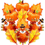 12PCS Pumpkin Turkey Foil Balloons Maple Leaf Thanksgiving Party Decor