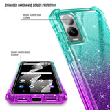 For Cricket Icon 6 Case (Sl219C), At&T Verge (Sl219A) With [Built-In Screen Protector] 9Ft Military Grade Drop Tested, Full-Body Protective Shockproof Bumper Cover (Glitter Aqua/Purple)
