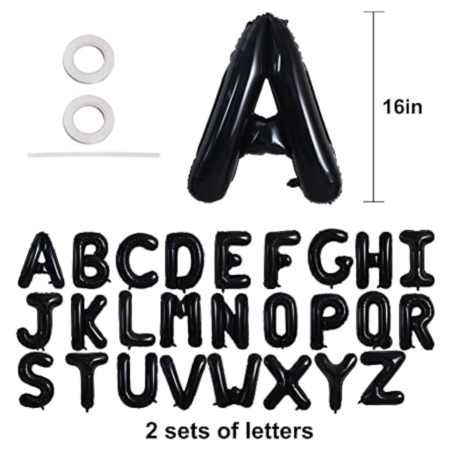 52 Pieces 16 Inch Black Letter A-Z Balloons,Custom Phrase Mylar Foil Alphabet Letter Diy Personalized Phrase Banner For Birthday Anniversary Celebration Graduation Party Supplies Decoration