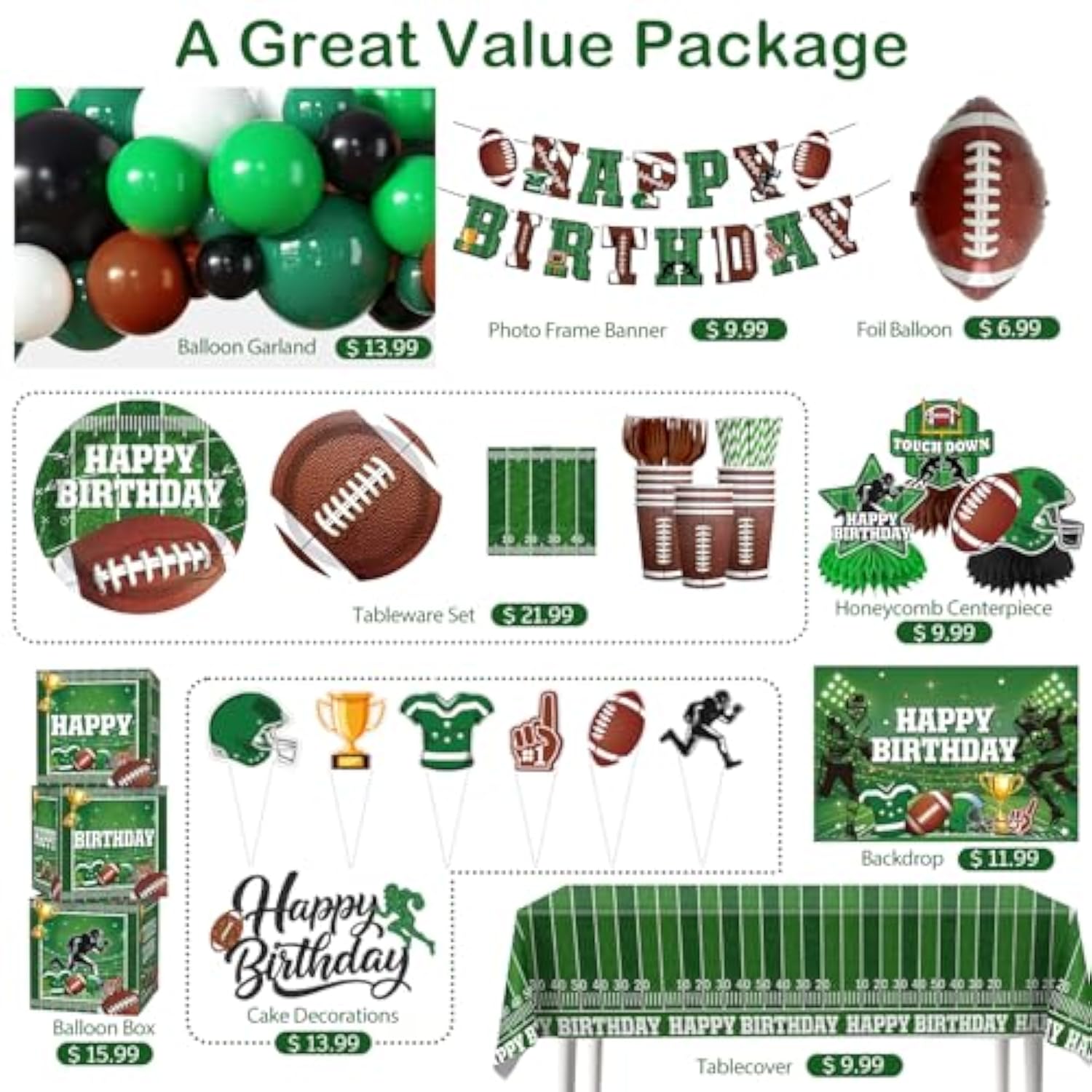 245 Pcs Football Birthday Party Decorations Football Birthday Banner Balloons Plates And Napkins Tablecloth Backdrop For Game Day Touchdown Sports Theme Party Supplies
