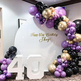 Purple Black And Gold Balloon Arch Kit Graduation Balloons Garland Black Metallic Dark Royal Purple Gold Confetti Balloon For Women Grad Class Of 2025 Decor Wednesday Birthday Baby Shower Party