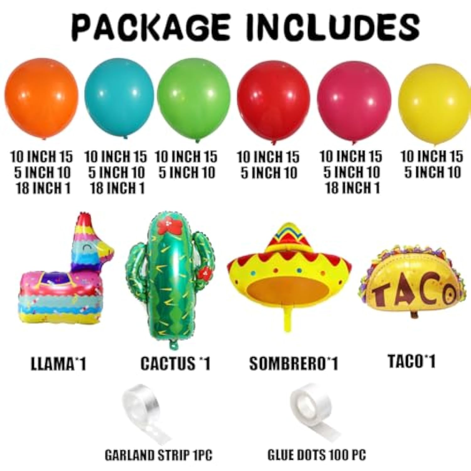 Mexican Fiesta Party Decorations 159Pcs Fiesta Balloon Garland Arch Kit-Cactus Llama Sombrero Taco Foil Balloons For Taco Twosday Birthday Decorations Baby Shower Carnival Cinco De Mayo Party Supplies