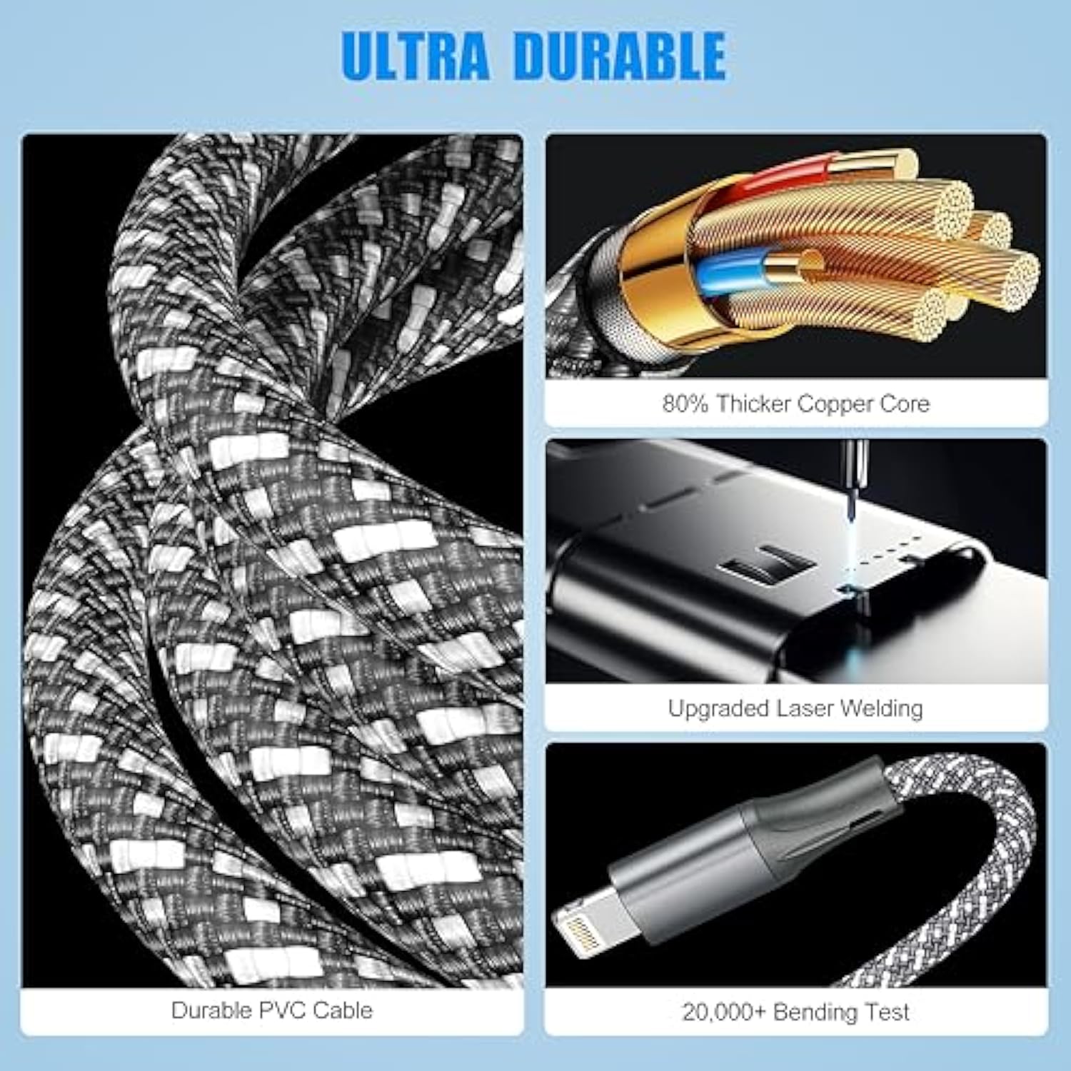 Multi Charging Cable For Apple Watch Charger,3 In 2 Usb C Cable 4Ft Iphone Charger/Type C/Lightning Travel Essentials Cables For Iwatch Ultra/Se/10-1&Iphone 16-5 Pro/Plus