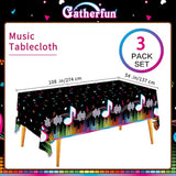 Music Party Disposable Tablecloth, Plastic Table Cover For Music Themed Birthday Party, 3 Pcs, 54”X108”