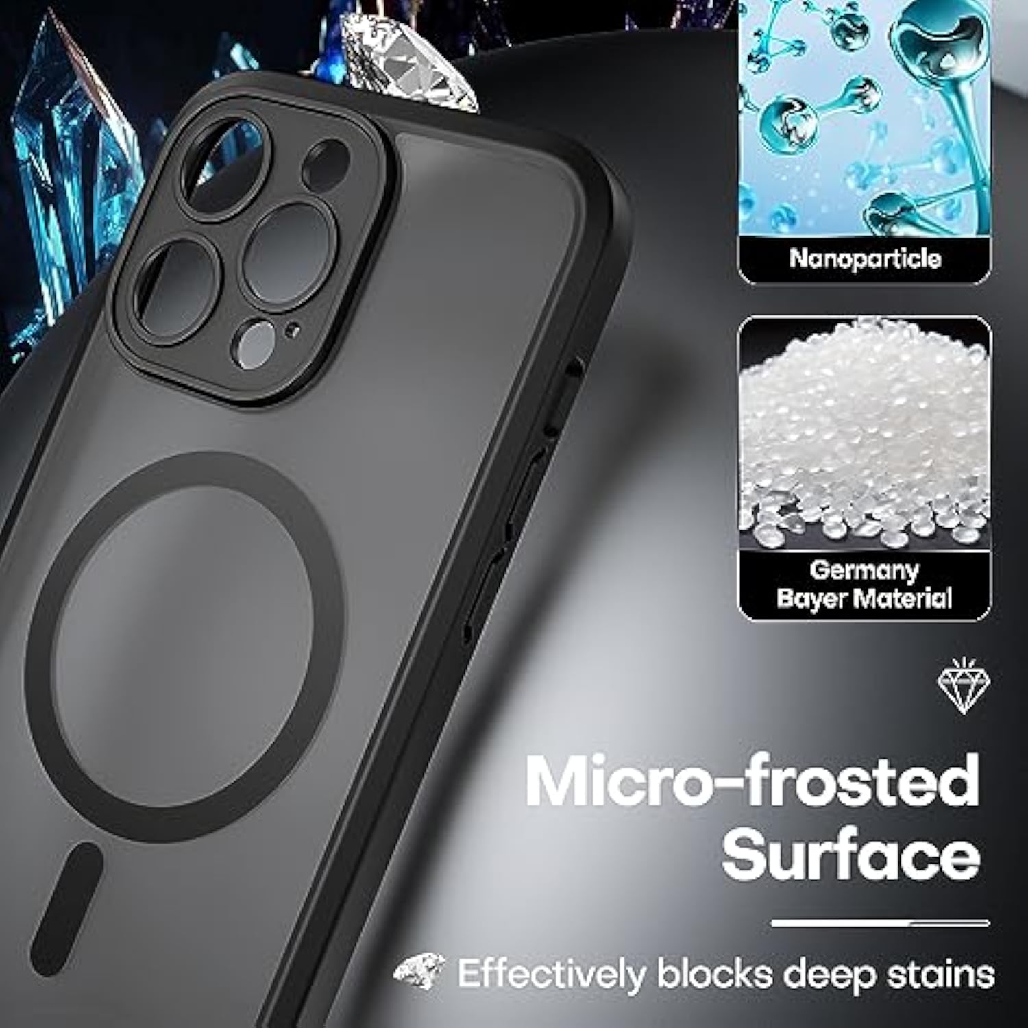 ImpactStrong Magnetic Guard Designed for iPhone 14 Pro Max Case [Camera Protection] [Military Grade Drop Tested] [Compatible with MagSafe] Slim Translucent Matte Phone Case (6.7") - Black