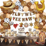 120-Pcs Western Cowboy Party Decor Banners, Swirls & Balloons