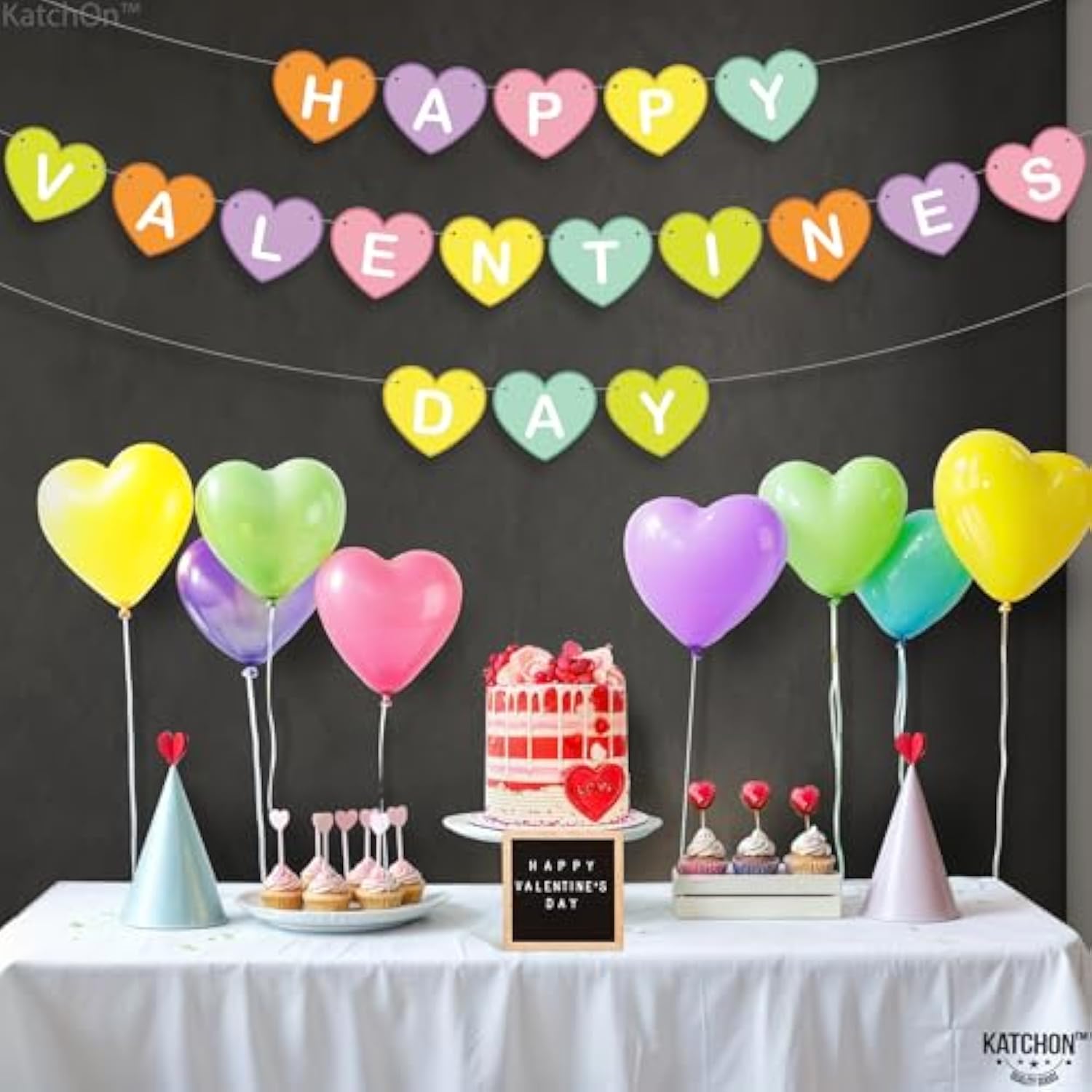 Happy Valentines Day Garland -10 Feet, No Diy | Happy Valentines Day Banner, Valentines Day Decorations | Conversation Heart Garland,Conversation Hearts Decorations | Valentines Day Decor
