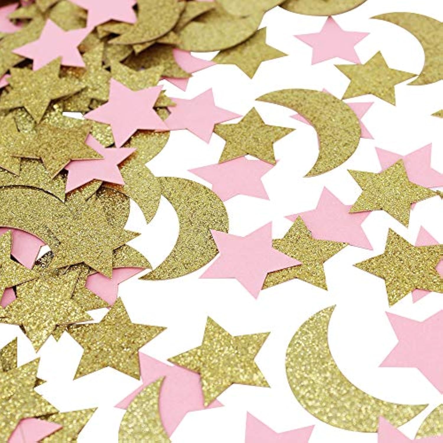 Star And Moon Paper Confetti For Baby Birthday Wedding Party Table Decorations Pink And Gold Glitter Table Scatter Baby Shower Party Supplies