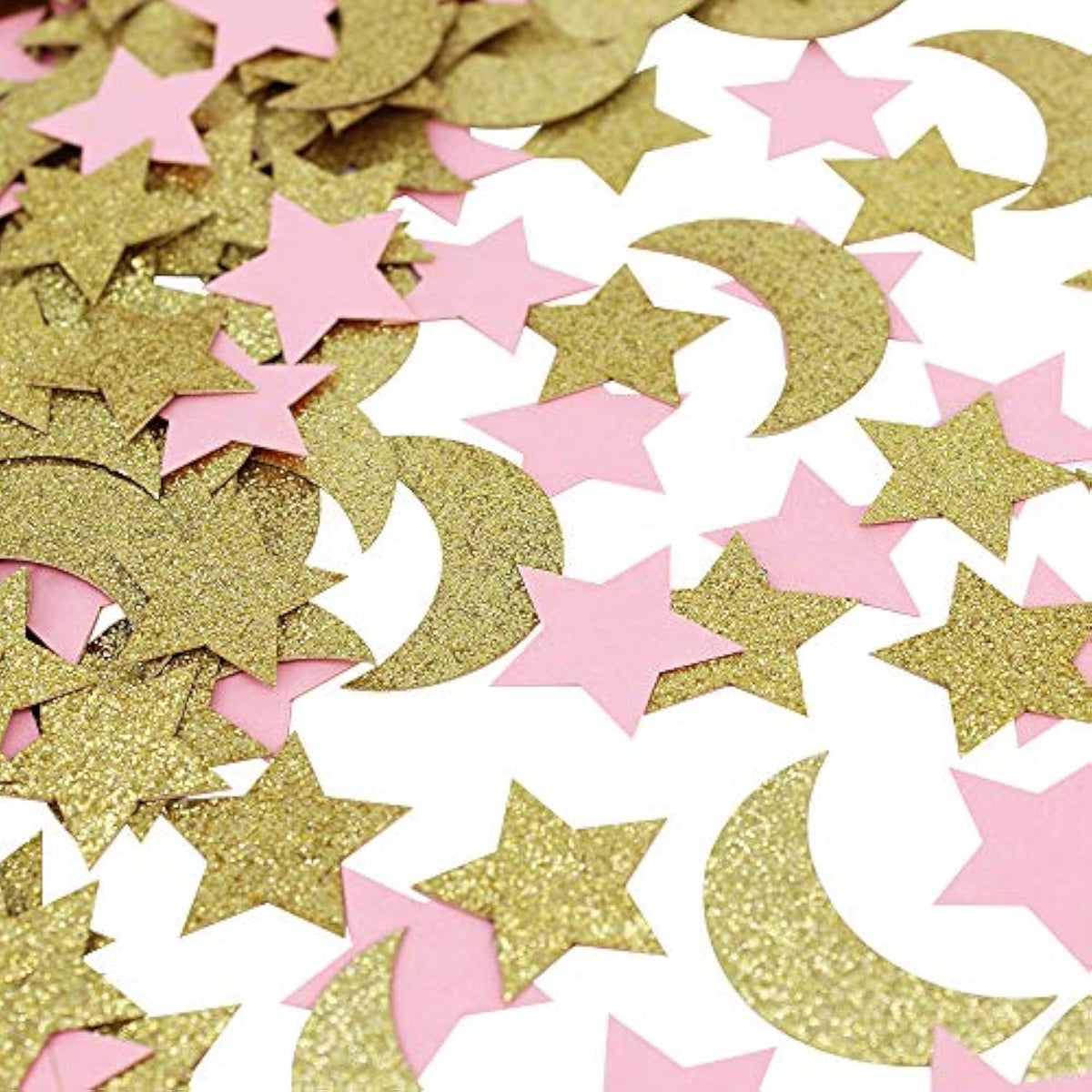 Star And Moon Paper Confetti For Baby Birthday Wedding Party Table Decorations Pink And Gold Glitter Table Scatter Baby Shower Party Supplies