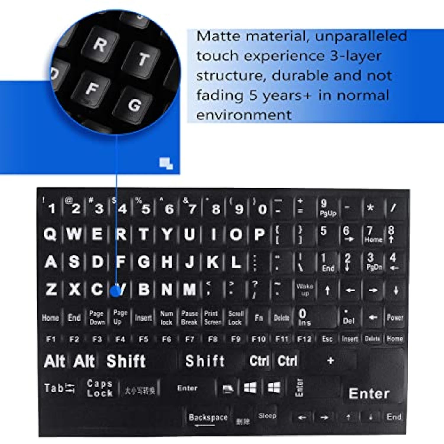 2 Pack English Keyboard Stickers Big Letter Full Set (120 Pcs), Universal Pc C