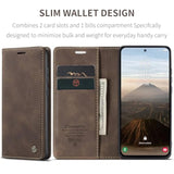 For Samsung Galaxy S25 Case, Classic Design Leather Wallet Magnetic Closure Flip Case With Kickstand Card Holder Slot Shockproof Protective Cover For Samsung Galaxy S25 (Coffee)