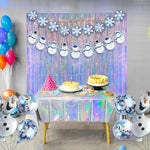 Iridescent Party Streamers Backdrop Neon Transparent Holographic Tinsel Foil Fringe Curtain For Mermaid/Frozen/Sea/Euphoria/Eras Party Theme Decorations 2 Pcs