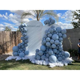 Dusty Blue Balloons 5Inch Small Haze Blue Balloon 60Pcs Mini Round Aqua Fog Mist Latex Balloon For Arch Garland Girls Boys Retro Boho Birthday Party Decoration Wedding Baby Bridal Shower Bachelorette